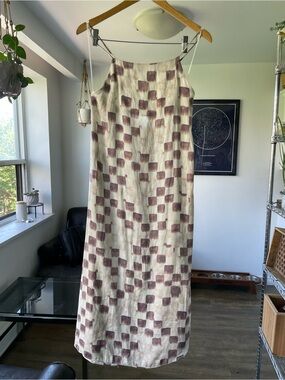 ⭐️3/$30⭐️ Grade & Gather Checked Midi Slip Dress in Cream and Mauve